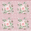 Dusty Rose Garden Bouquets on Pink Stripes Fabric - ineedfabric.com