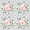 Dusty Rose Garden Bouquets on Silver Damask Fabric - ineedfabric.com