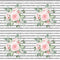 Dusty Rose Garden Bouquets on Silver Stripes Fabric - ineedfabric.com