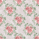 Dusty Rose Garden Floral Bouquets Fabric - Gray - ineedfabric.com