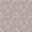 Dusty Rose Garden Leaves Fabric - Gray - ineedfabric.com