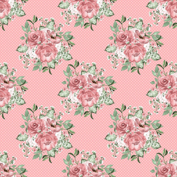 Dusty Rose Garden on Dots Fabric - Pink - ineedfabric.com