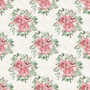 Dusty Rose Garden on Lace Fabric - Tan - ineedfabric.com