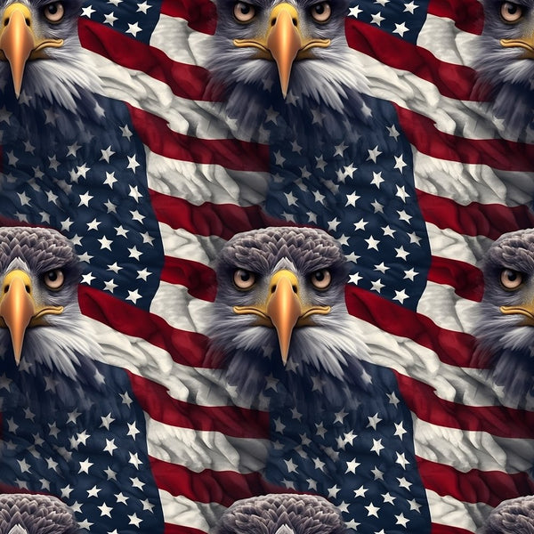 Eagles Over Flag Pattern 3 Fabric - ineedfabric.com
