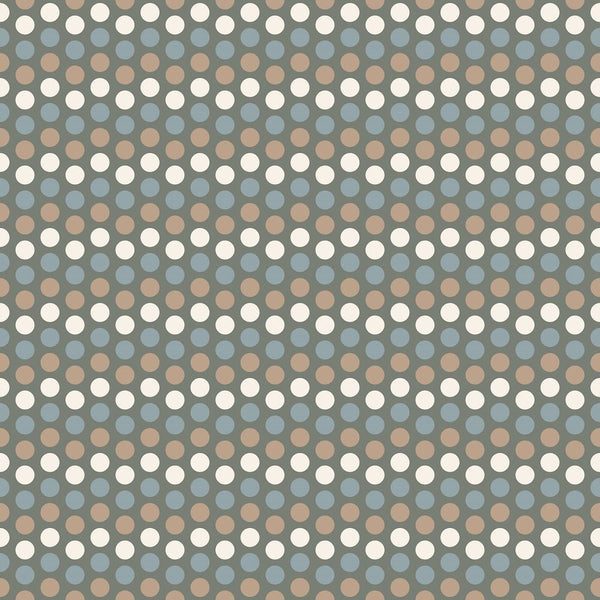 Earthy Tones Tan & Blue Dots Fabric - ineedfabric.com