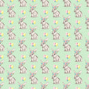 Easter Bunny on Polka Dot Fabric - Green - ineedfabric.com