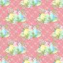 Easter Eggs on Dainty Floral Fabric - Pink - ineedfabric.com