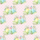 Easter Eggs on Floral Fabric - Pink - ineedfabric.com