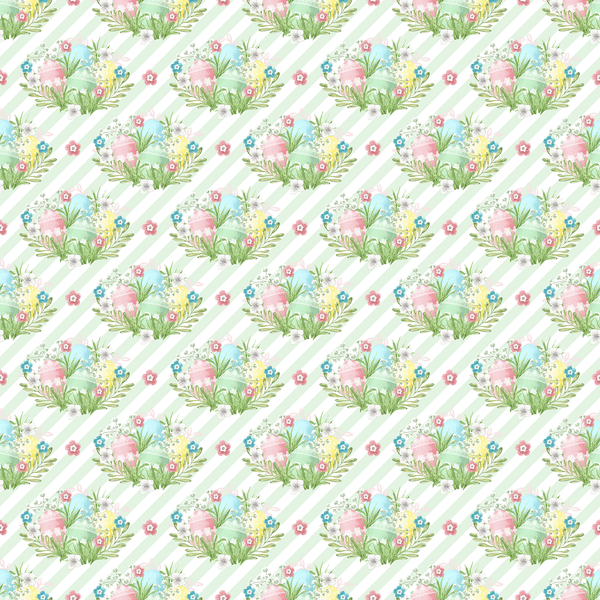 Easter Eggs on Horizontal Striped Fabric - Green - ineedfabric.com