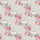 Easter Flowers & Lamb on Polka Dots Fabric - Light Gray - ineedfabric.com