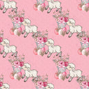 Easter Flowers & Lamb on Polka Dots Fabric - Light Pink - ineedfabric.com