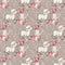 Easter Flowers & Lamb on Swirls Fabric - Gray - ineedfabric.com