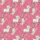 Easter Flowers & Lamb on Swirls Fabric - Pink - ineedfabric.com