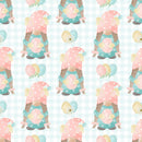 Easter Rainbow Gnomes On Blue Gingham Fabric - ineedfabric.com