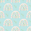 Easter Rainbow Gnomes Rainbows Fabric - Blue - ineedfabric.com