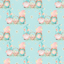 Easter Rainbow Gnomes with Basket Fabric - Blue - ineedfabric.com