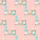 Easter Rainbow Gnomes with Basket Fabric - Pink - ineedfabric.com