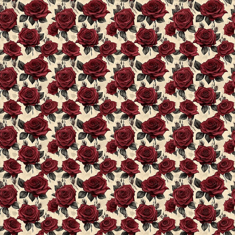 Edgar Allen Poe Crimson Roses 1 Fabric - ineedfabric.com