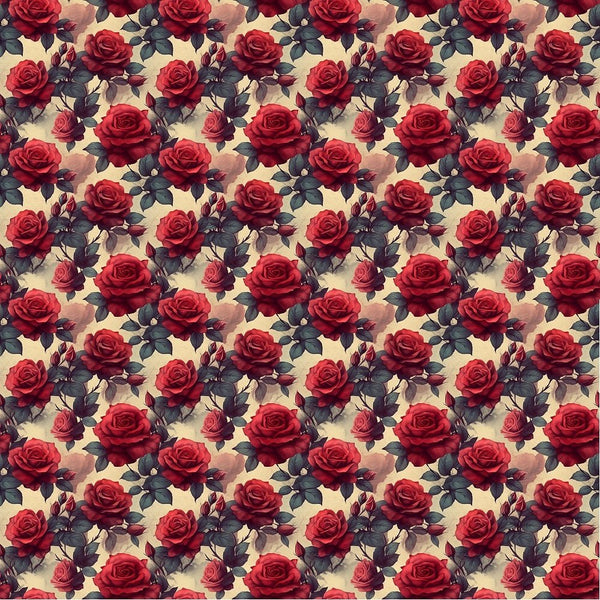 Edgar Allen Poe Crimson Roses 2 Fabric - ineedfabric.com