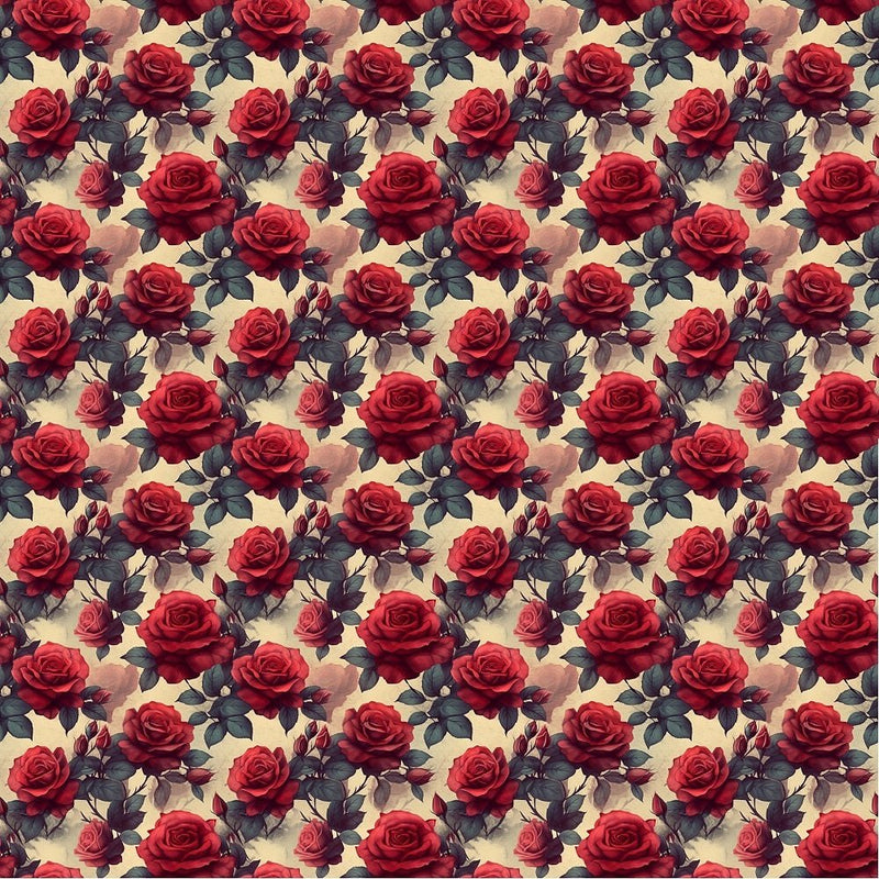 Edgar Allen Poe Crimson Roses 2 Fabric - ineedfabric.com