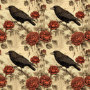 Edgar Allen Poe Crows & Roses 2 Fabric - ineedfabric.com