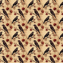 Edgar Allen Poe Crows & Roses 3 Fabric - ineedfabric.com