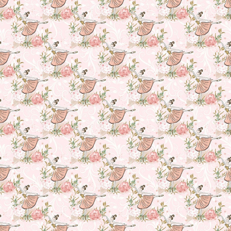 Elegant Ballerina Swirl Vines Fabric - Pink - ineedfabric.com