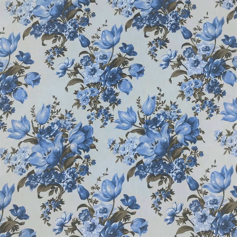 Elegant Blooms, Large Floral Fabric - Light Blue - ineedfabric.com