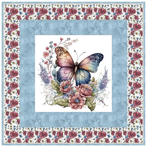 Elegant Butterfly With Flowers Wall Hanging 42" x 42" - ineedfabric.com