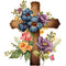 Elegant Crosses and Flowers 3 Fabric Panel - ineedfabric.com
