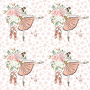 Elegant Dancing Ballerina on Dainty Floral Fabric - Pink - ineedfabric.com