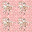 Elegant Dancing Ballerina on Leaf Fabric - Pink - ineedfabric.com
