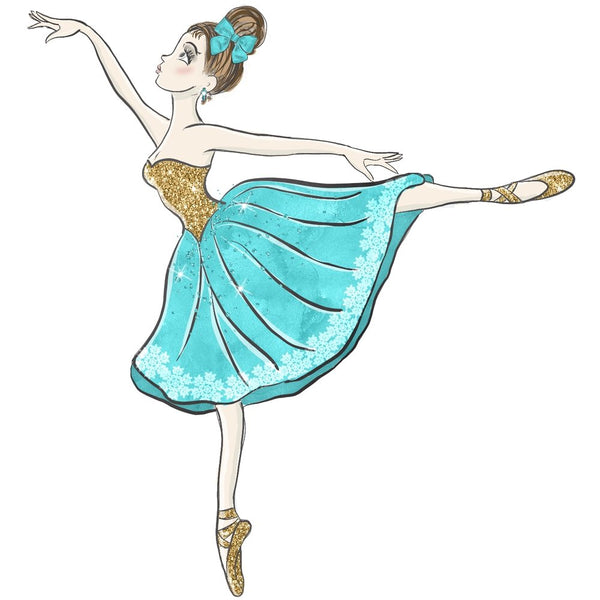 Elegant Nutcracker Ballerina Fabric Panel - Blue - ineedfabric.com