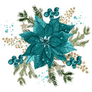 Elegant Nutcracker Blue Poinsettia Scene Fabric Panel - ineedfabric.com