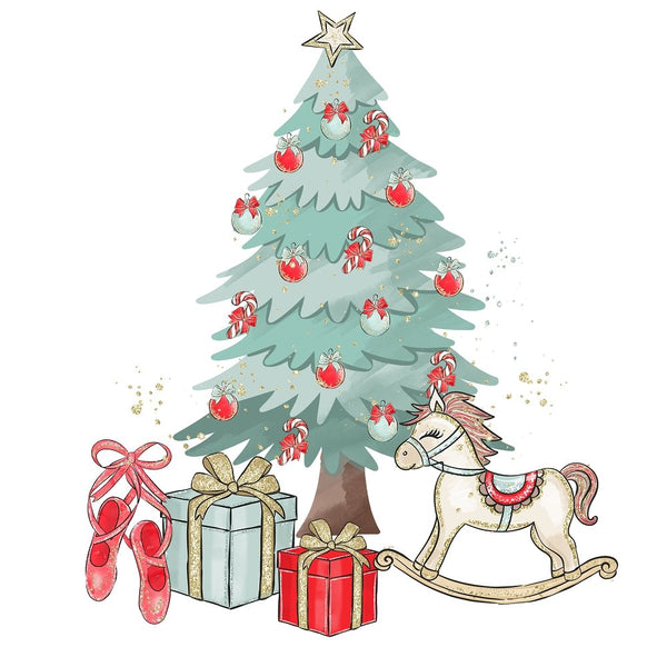 Elegant Nutcracker Christmas Tree with Presents Fabric Panel - ineedfabric.com