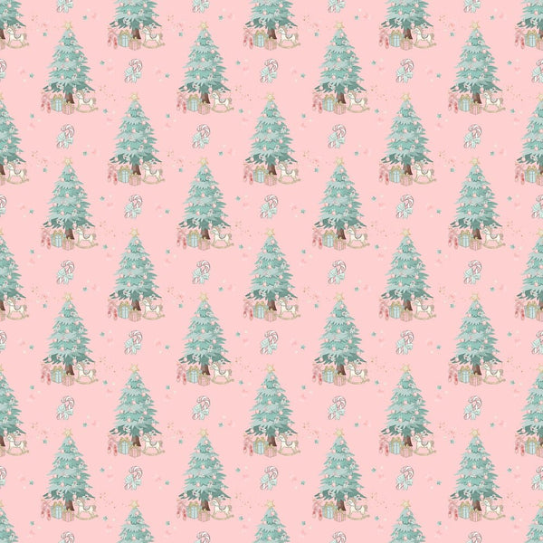 Elegant Nutcracker Christmas Trees with Candy Canes Fabric - Pink - ineedfabric.com