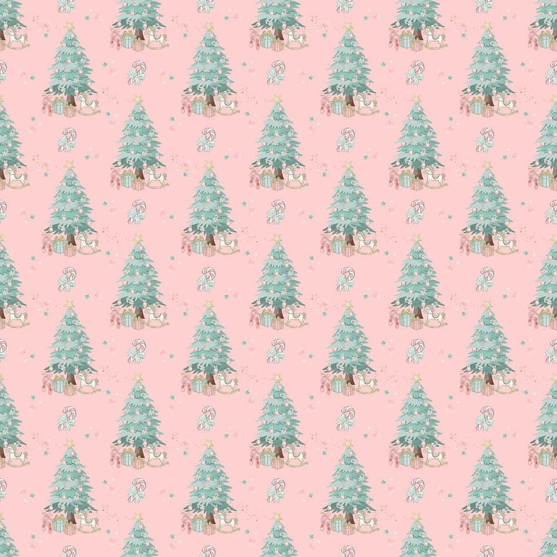Elegant Nutcracker Christmas Trees with Candy Canes Fabric - Pink - ineedfabric.com