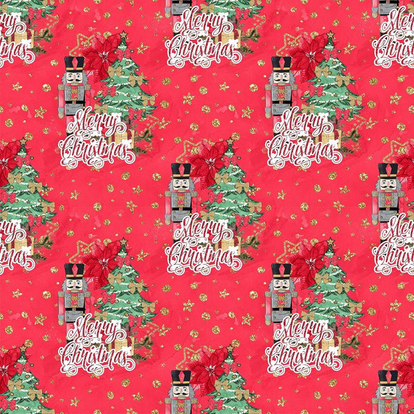 Elegant Nutcracker Merry Christmas Allover Fabric - Red - ineedfabric.com