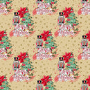 Elegant Nutcracker Merry Christmas Allover Fabric - Tan - ineedfabric.com