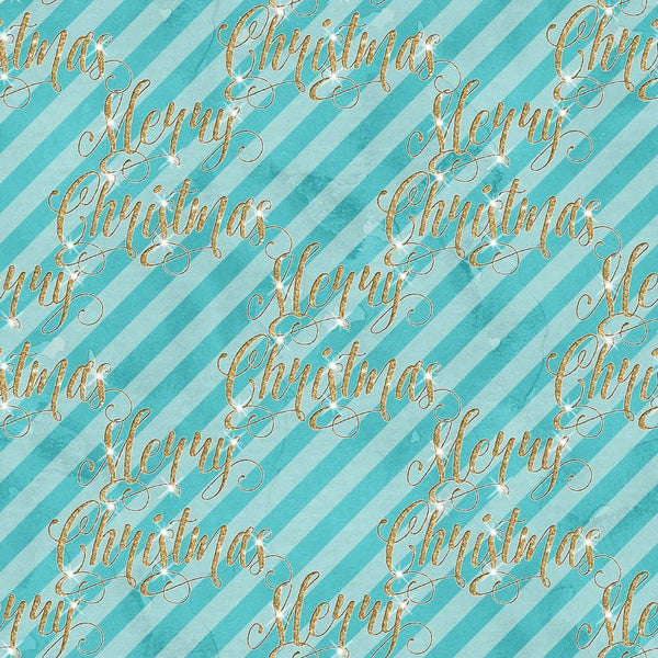 Elegant Nutcracker Merry Christmas Font and Stripes Fabric - Blue - ineedfabric.com