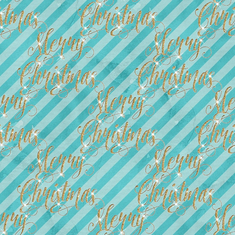 Elegant Nutcracker Merry Christmas Font and Stripes Fabric - Blue - ineedfabric.com