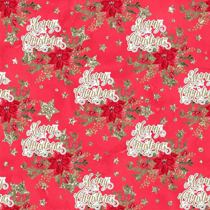 Elegant Nutcracker Merry Christmas Font Fabric - Red - ineedfabric.com