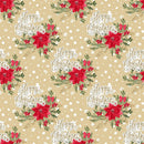 Elegant Nutcracker Merry Christmas Stars Fabric - Tan - ineedfabric.com