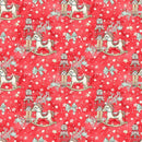 Elegant Nutcracker Next to Rocking Horse Fabric - Red - ineedfabric.com