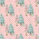 Elegant Nutcracker Next to Tree Fabric - Pink - ineedfabric.com