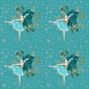 Elegant Nutcracker Poinsettias and Ballerinas on Stars Fabric - Blue - ineedfabric.com
