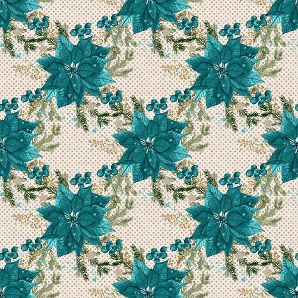 Elegant Nutcracker Poinsettias on Dots Fabric - Tan - ineedfabric.com
