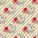 Elegant Nutcracker Rocking Horse Stripes Fabric - Tan - ineedfabric.com