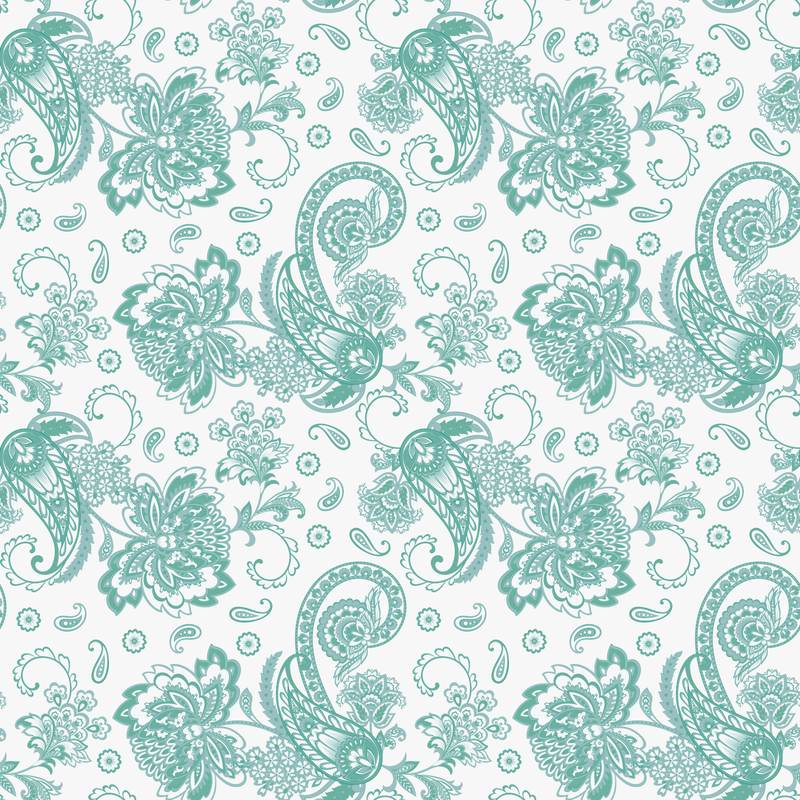 Elegant Paisleys Fabric - Atoll - ineedfabric.com