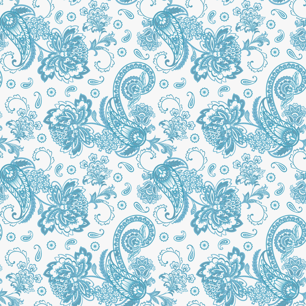 Elegant Paisleys Fabric - Cerulean Blue - ineedfabric.com
